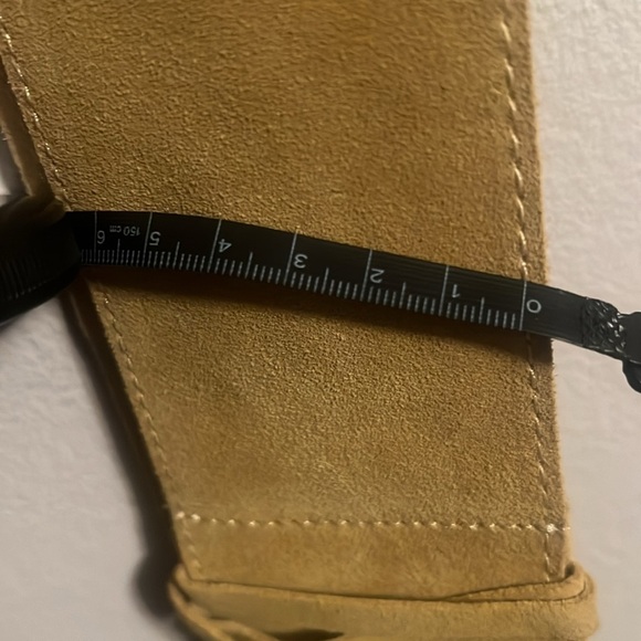 Belt 100% ring leather mustard color suede vintage Y2k chunky Boho - Picture 7 of 10